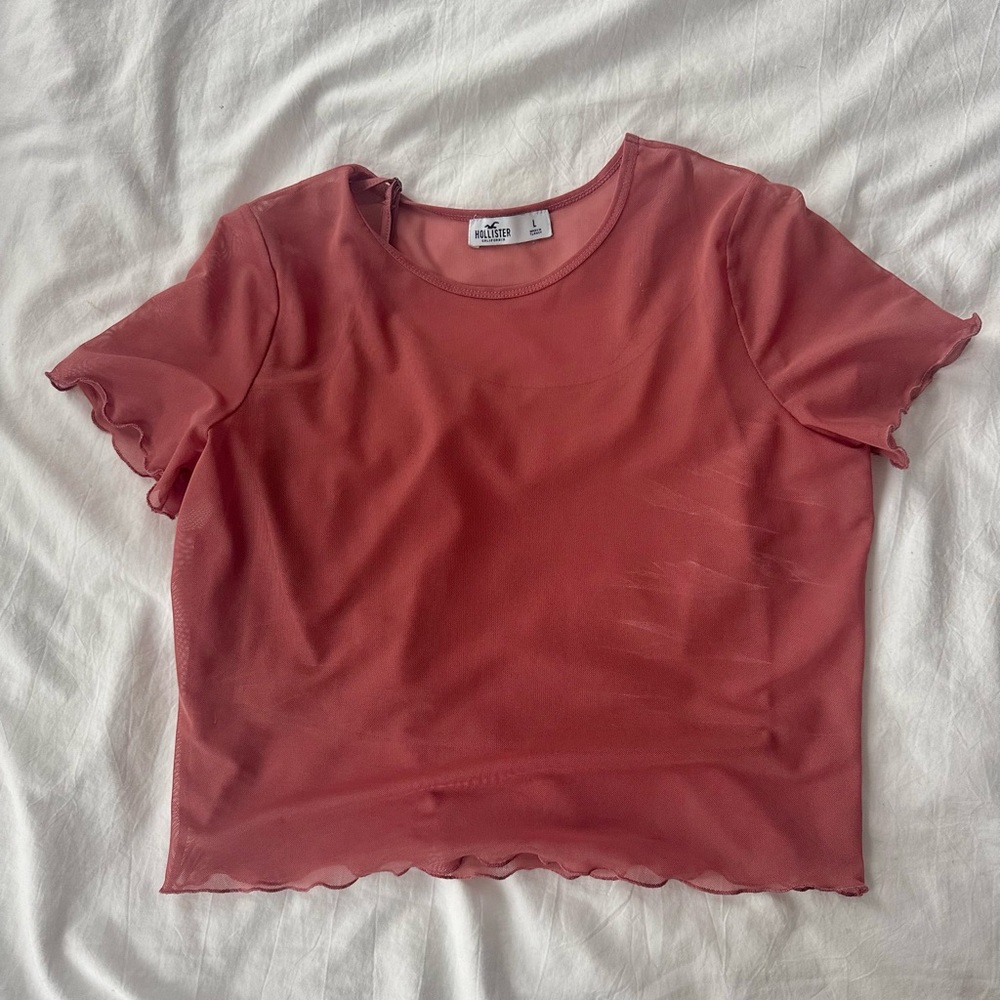 Hollister Sheer Crop Top + Cami ~ Red L